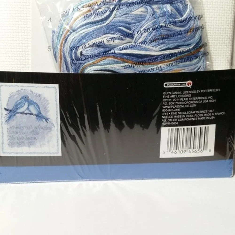 Cross Stitch Kit Love Birds Love You Always Blue